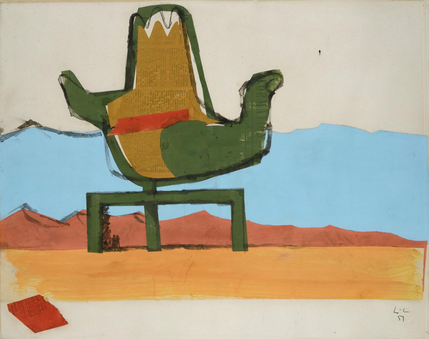Le Corbusier, Chandigarh, la Main ouverte, 1951, collage de papiers et feuille de journal gouachés sur carton, 40 x 50 cm